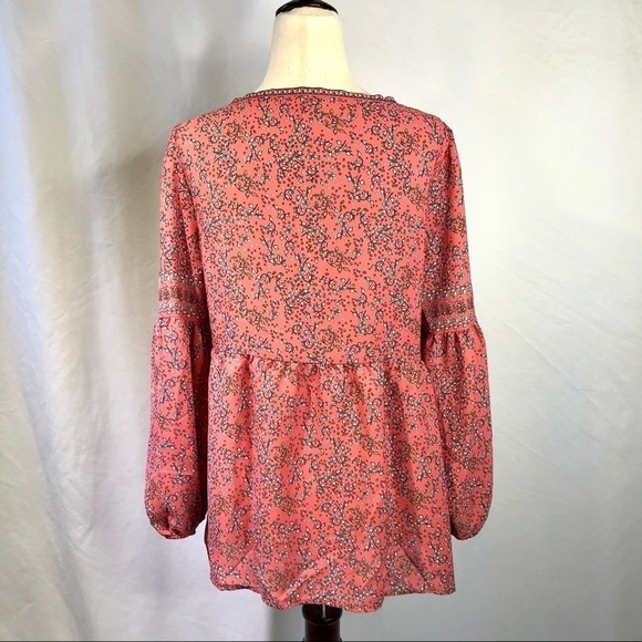 NWT Max Studio peach pink flowy blouse floral S - Picture 4 of 11